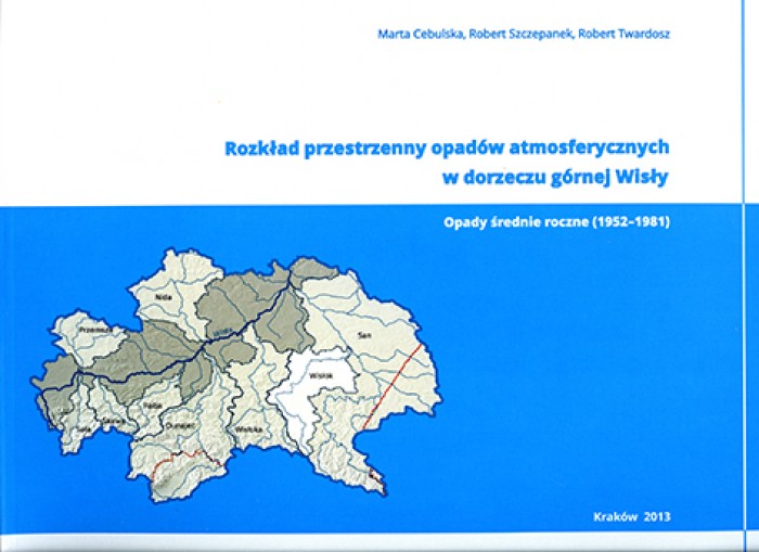 Rozkład przestrzenny opadów atmosferycznych w dorzeczu górnej Wisły. Opady średnie roczne (1952-1981)